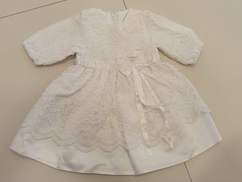 Sukienka, płaszczyk, buciki do chrztu
