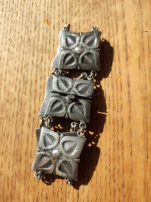 Bransoletka wykonana metalu, wzór secesja,panelowa