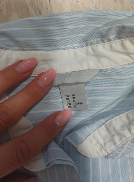 Koszula w paski biało błękitne niebieskie h&m