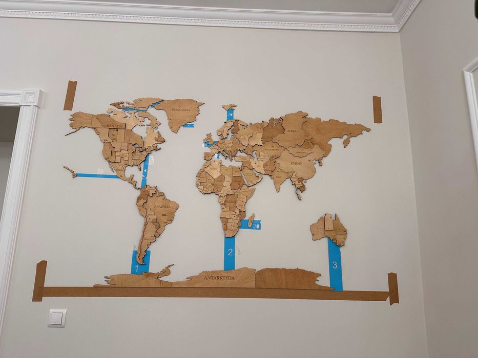 Mapa Świata 3D 150x90cm  – zaznacz swoje podróże | Pineski GRATIS | Szybka wysyłka