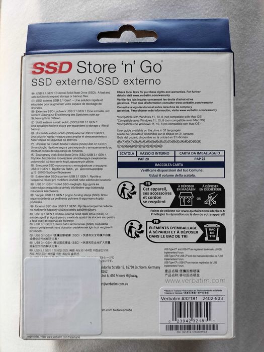 Disco Externo SSD Verbatim Store n Go 512 GB - Preto