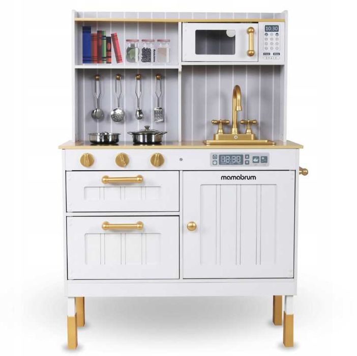 Edukacyjna Kuchnia Drewniana Interaktywna Dzieci Akcesoria - WYPRZEDAŻ