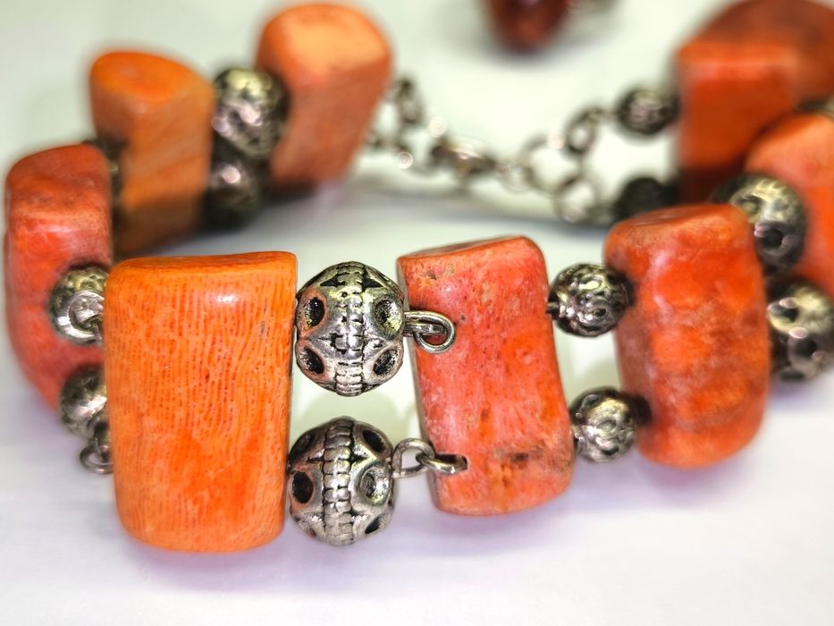 KOMPLET Biżuterii z KORALEM / Metaloplastyka