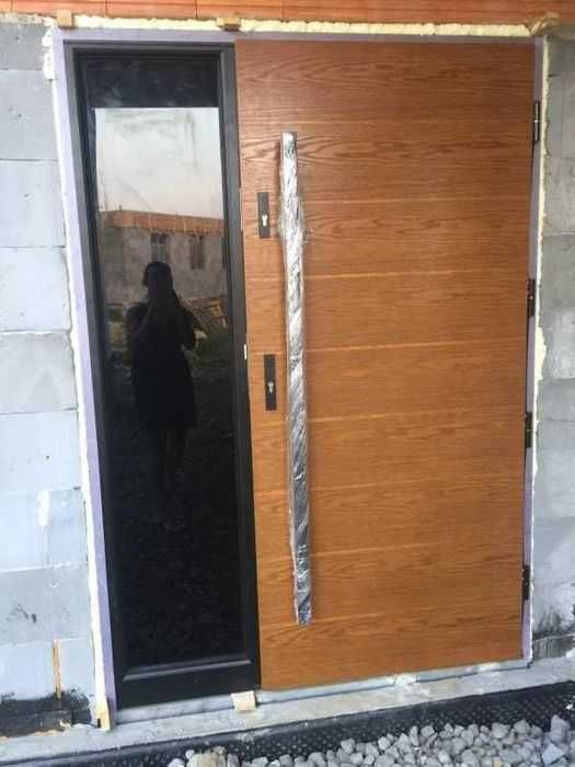 Drzwi zewnętrzne wejściowe drewniane dębowe dostawa gratis