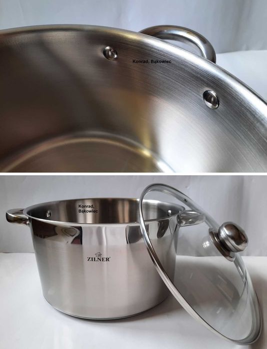 Stal NIERDZEWNA Duży garnek 12L litrów 30cm Indukcja,Gaz.na Rosół,Zupę