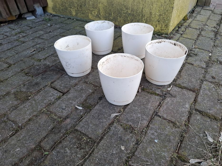Donice plastikowe kremowe 5 sztuk