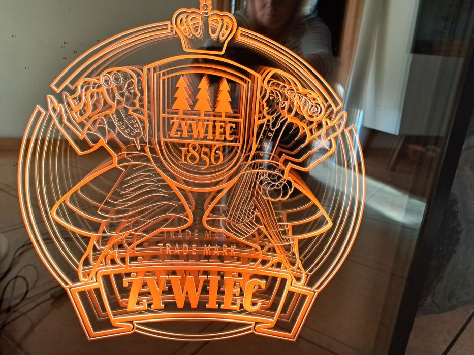 Reklama świetlna lustrzana 3D Żywiec, lampa, lustro barowe