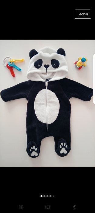 Pijama / babygrow / fantasia panda polar bebé 1 mês Kiabi