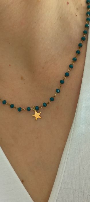 Colar em prata com pedras azuis