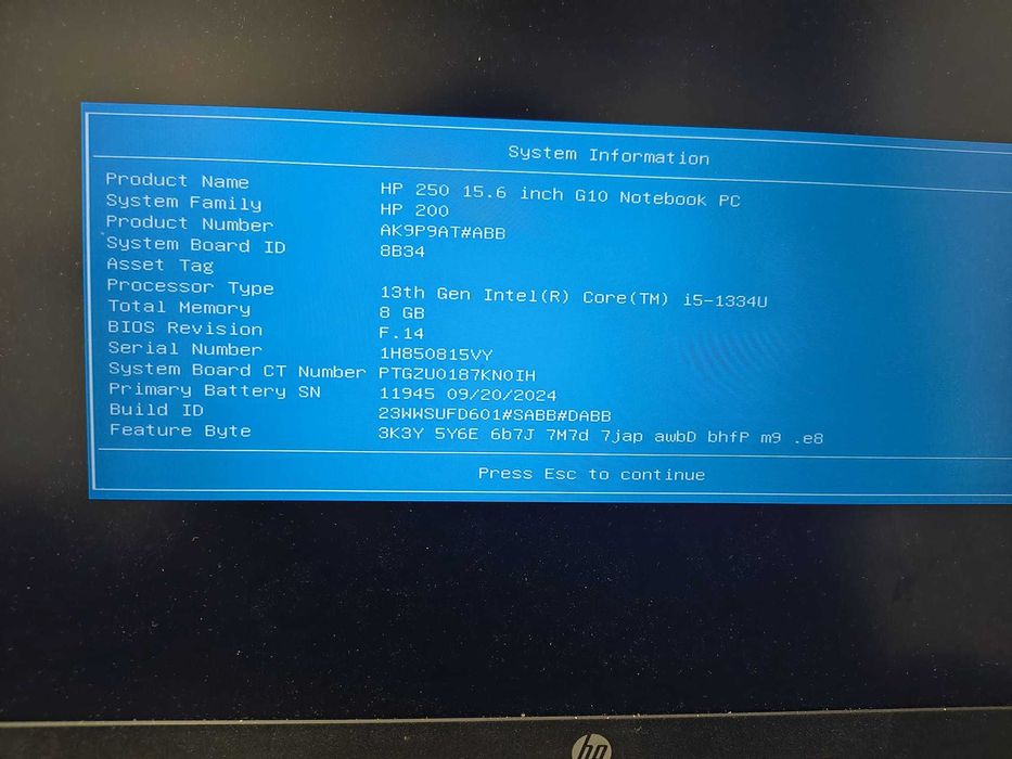 HP 250 G10 – 15.6", i5-1334U, 512GB, 8GB RAM – Gwarancja do 09/2027