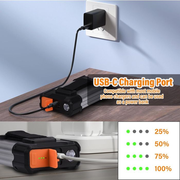 Powerbank 6000 mAh lanterna campismo LED 800lm