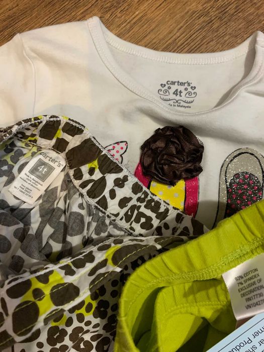детская одежда Carters футболка юбка лосинки на 4-5-6 лет
