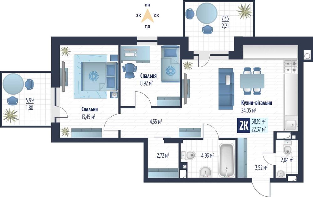 Продаж  кім. квартири VERO бічна вул. Стрийської 68.19