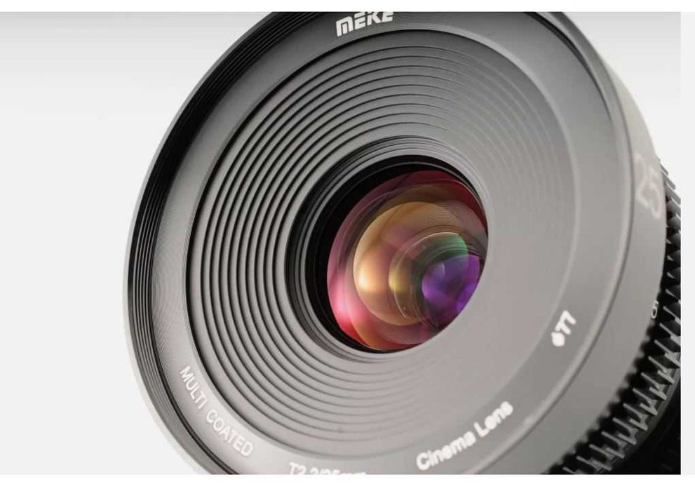 Meike 25mm T2.2 MF Cinema Lens para  Sony E-Mount -- Nova