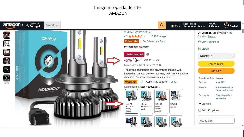 Lâmpadas KOYOSO H7 LED Bulbs 10000LM