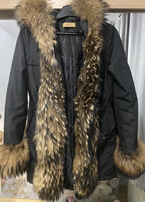 Parka z prawdziwym jenotem