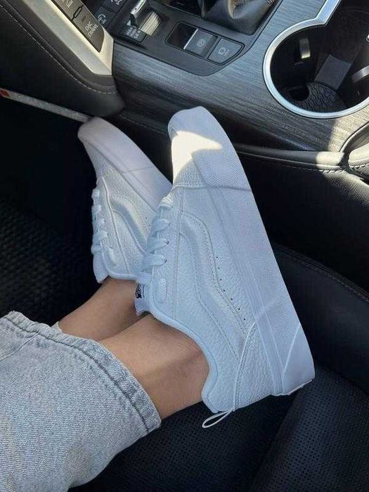 Vans Knu Skool white leather premium білі Ванси кну жіночі білі шкіряні ПРЕМІУМ