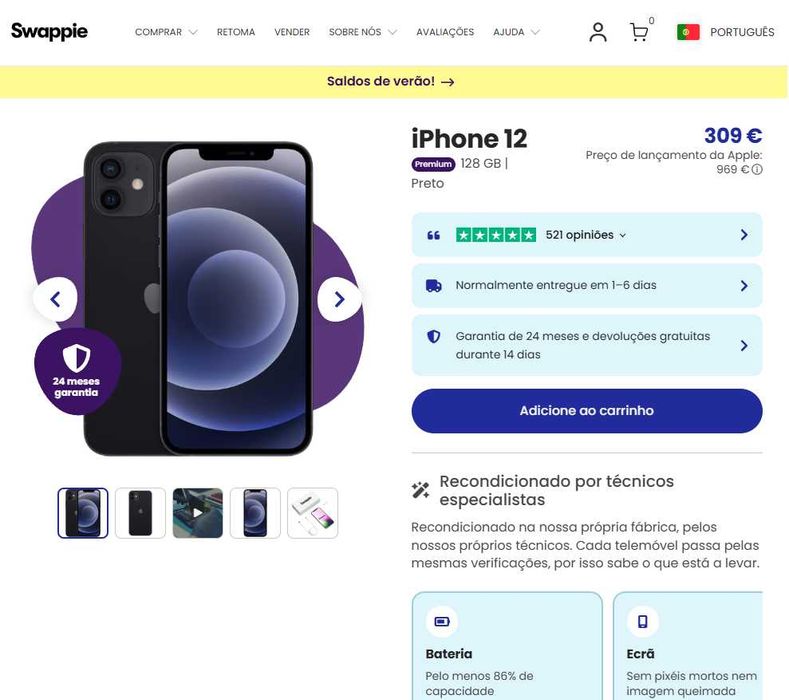 iPhone 12 128 Gb como Novo (Garantia de 6 meses)