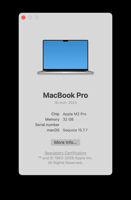 Apple MacBook Pro 16" 2023 M2 Pro 32GB 1TB SSD A2780