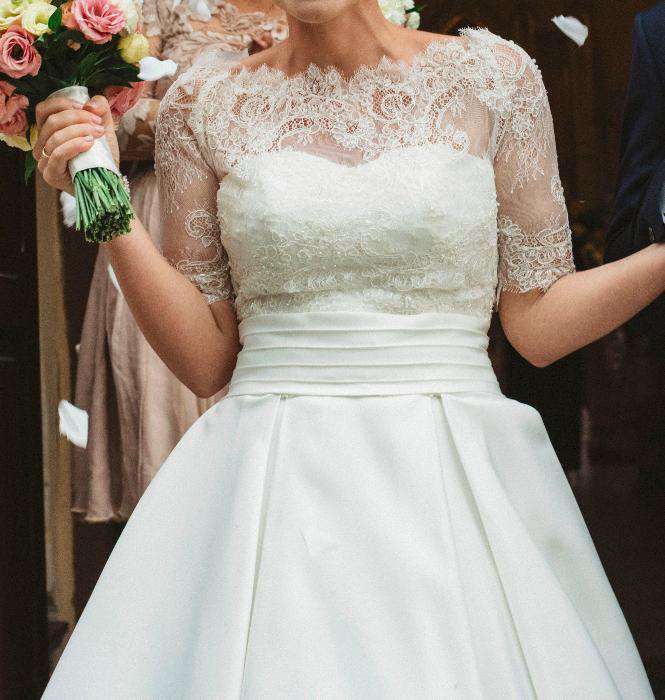 Suknia ślubna | ślub | 40 | ecru | bolerko koronkowe, koszulka