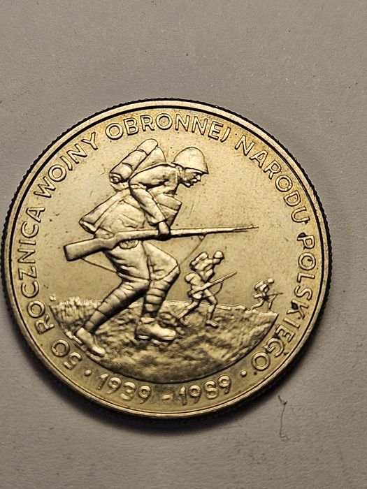 Moneta 500 zł 1989 "50 rocznica wojny obronnej"