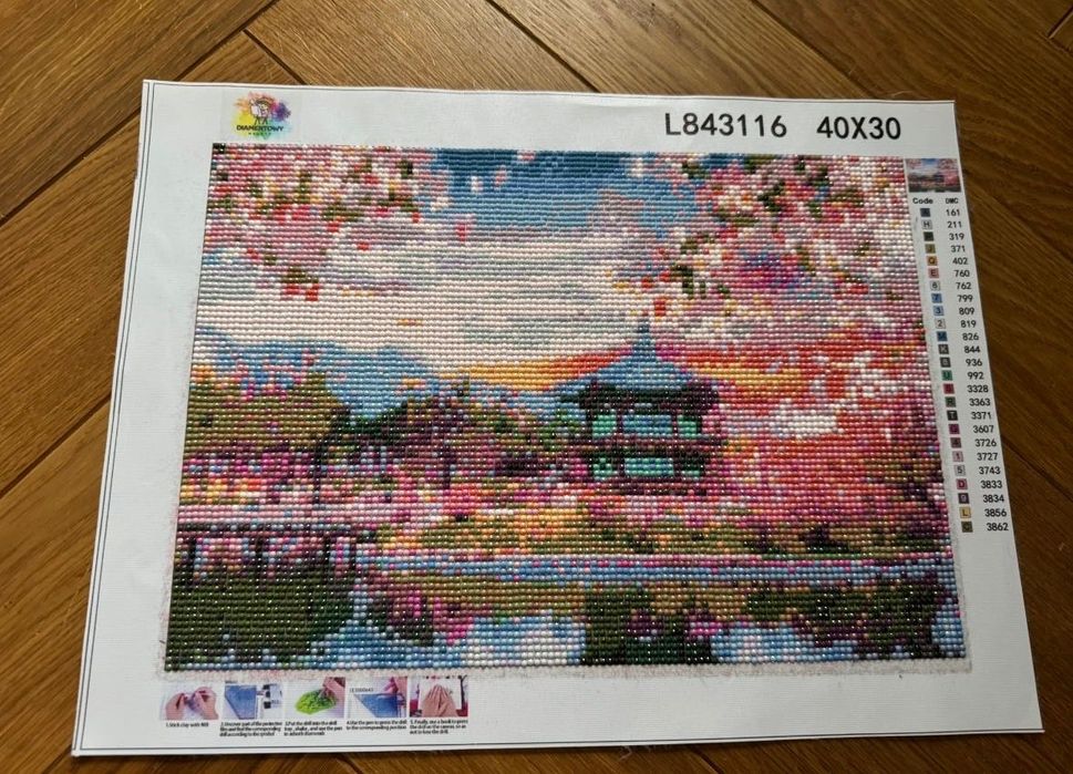 Haft diamentowy obraz wyklejanka gotowy Japonia orientalny