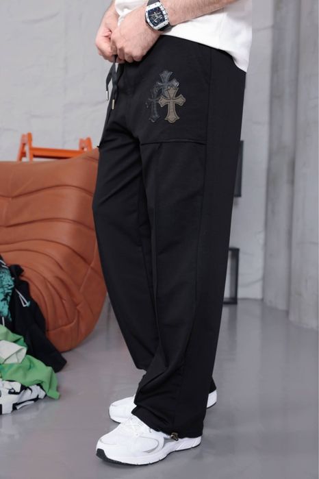 Штани Chrome Hearts чорні чоловічі штани хром хартс чорні чоловічі