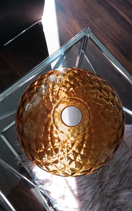 Klosz szkło bursztynowe miodowe pomarańczowe lampa lata 60