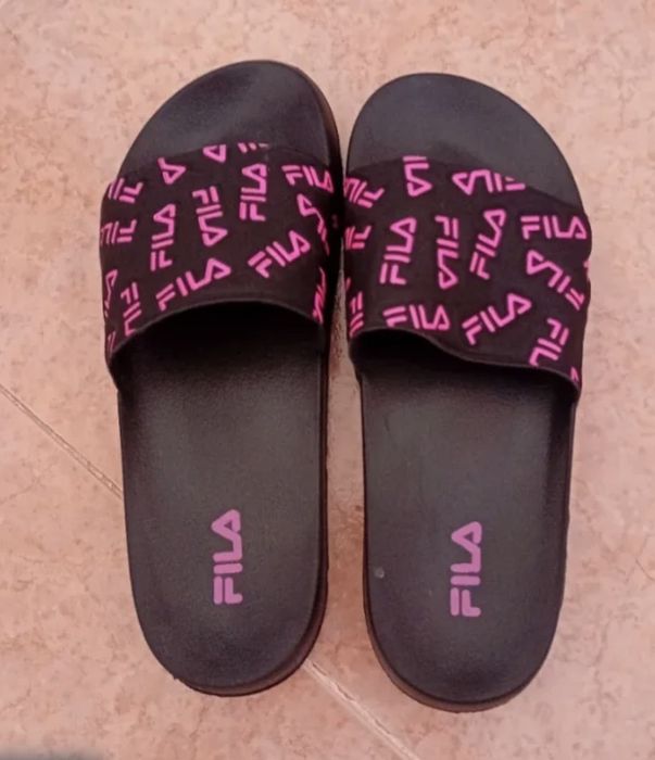 Chinelos Slide FILA Mulher – Pretos e Rosa  (Novos): Tam 39