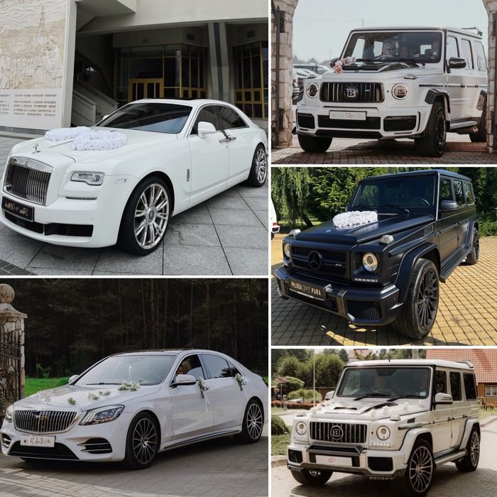 Auta do Ślubu Rolls Royce G-klasa Maybach białe auto Porsche