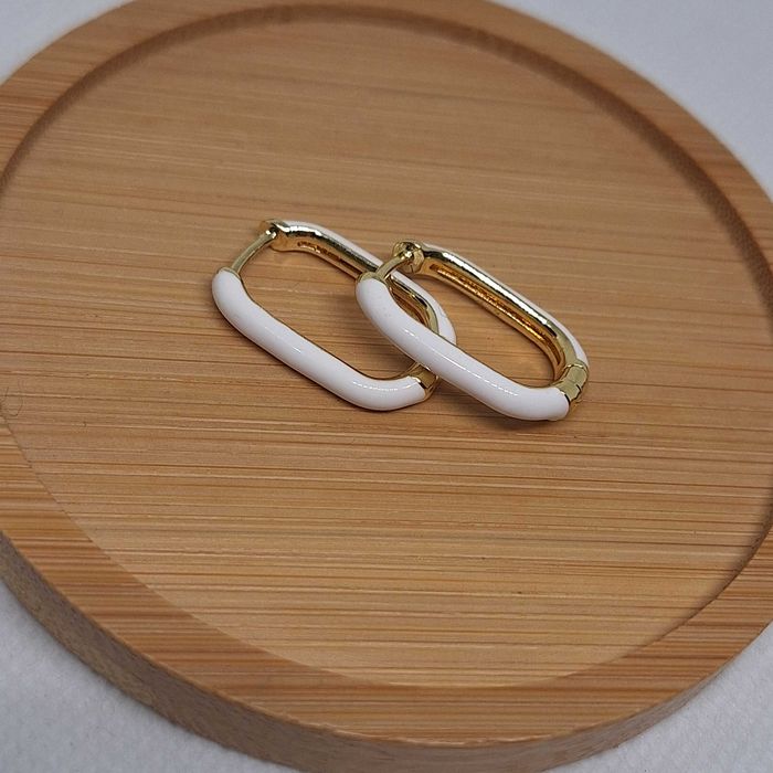 Piękne kolczyki emaliowane dwustronnie białe Stal szlachetna