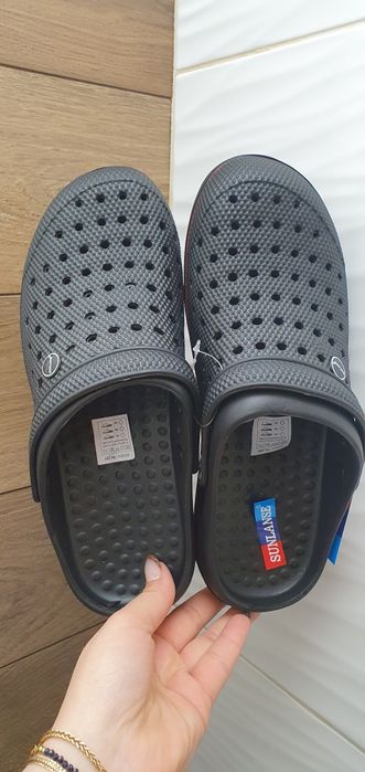 Klapki 43 krokodylki a'la crocs firmy sunlanse czarne na codzień ogród