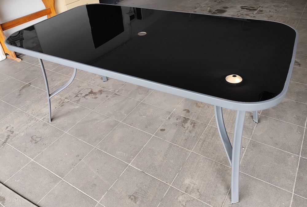 Stół ogrodowy szklany blat, 160x90x73 cm