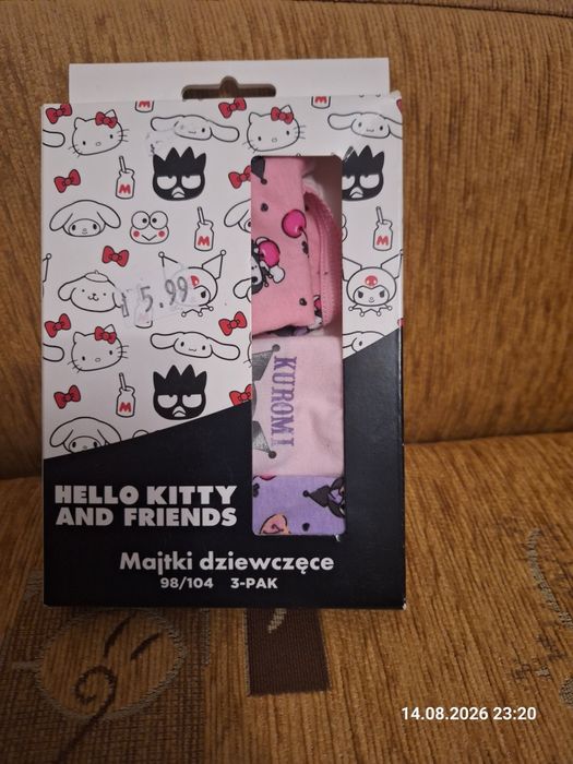 NOWE Majtki dziewczęce Hello Kitty Kuromi 3-pak 98/104