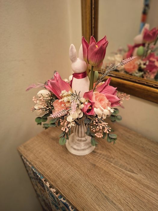 Kompozycja wielkanocna,stroik zajac