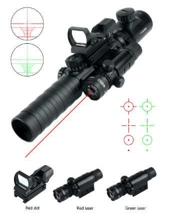 Оптичний Приціл 3-9x32EG +лазер направляющий, коліматор