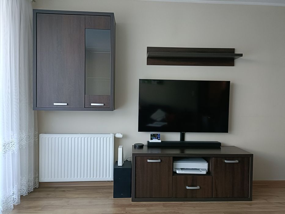 Zestaw szafka RTV szafka wisząca półka szafka stojąca brąz brązowa