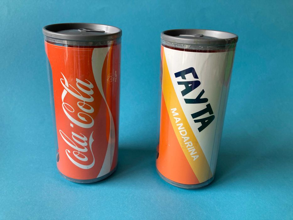 Bonequinhas Latas de Refirigerantes Coca Cola e Fanta Anos 80