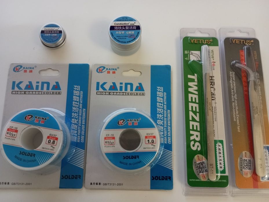 Жало для паяльника 900M Luxianzi и JY/Припой KAINA/Вост. паста/Пинцет