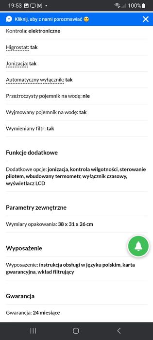 Nawilżacz ultradźwiękowy powietrza HB UH1060