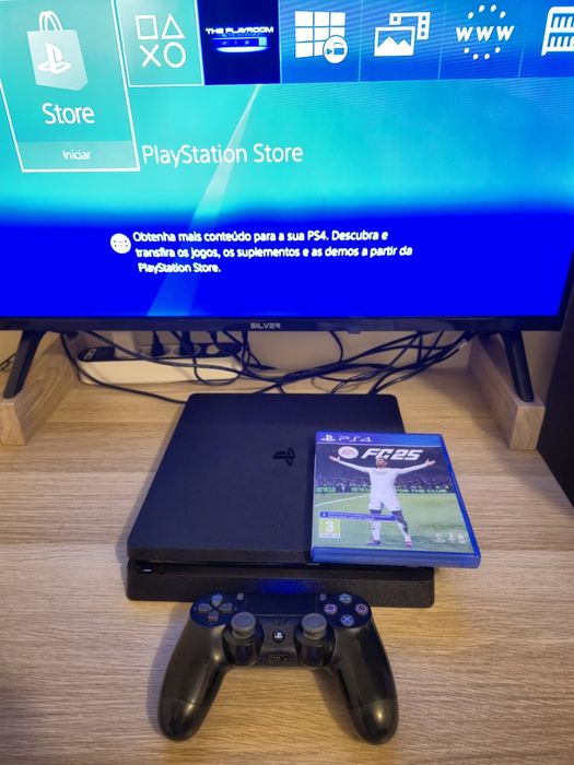 PS4 Slim 500GB + comando + jogo FC 25 ótimo estado