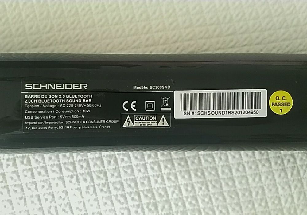 Barra de som Schneider bluetooth 2.0