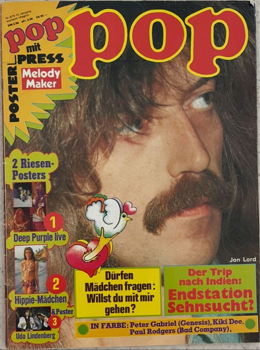 POP 6/1975. Великий постер Deep Purple.Німецький журнал.
