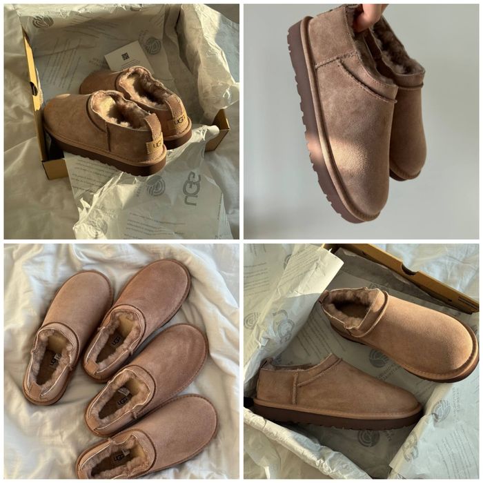 р36-41 Жіночі замшеві Ugg Classic Micro Black Chestnut Beige Sand