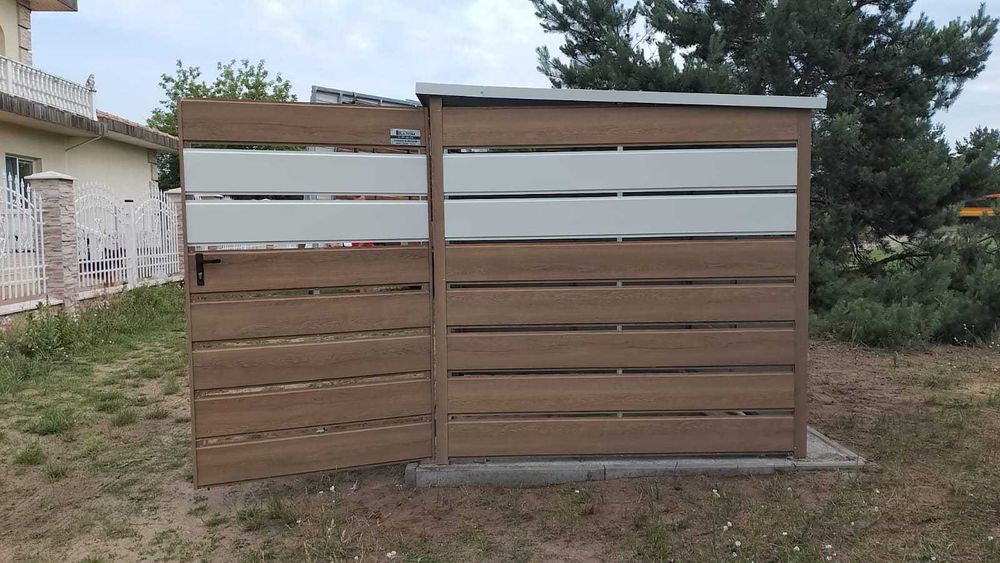 Wiata śmietnikowa winchester biały panele ażurowe 2x2m zabudowa