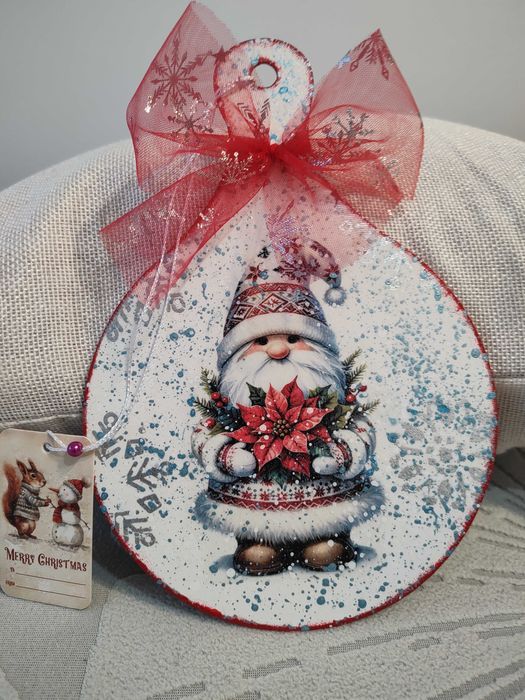 zawieszka świąteczna skrzat do okna na drzwi ścianę rękodzieło ozdoby