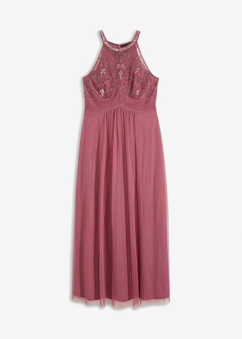 B.P.C sukienka siateczkowa z koralikami długa r.40