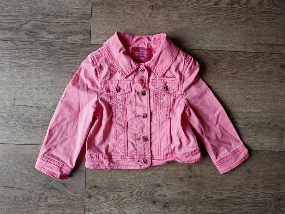 Różowa Jeansowa Kurteczka dla Dziewczynki - Rozmiar 86