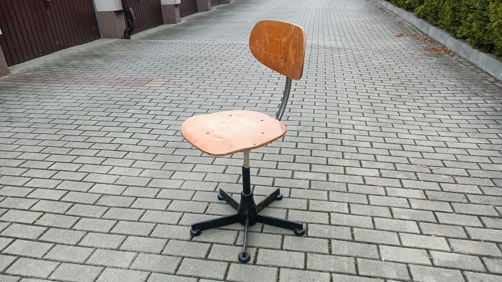 Stare Krzesło Obrotowe Industrialne Stołek LOFT Vintage Warsztatowe