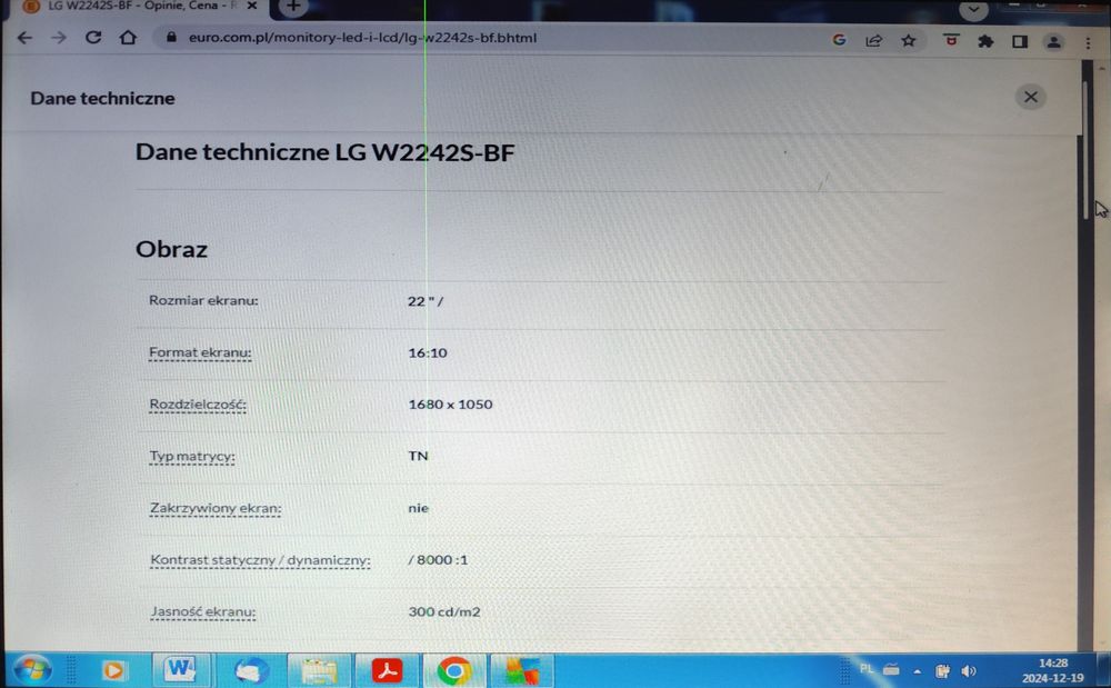 Monitor LED lg flatron w2242s 22 całe aoc lm725 17 cali przebarwienie